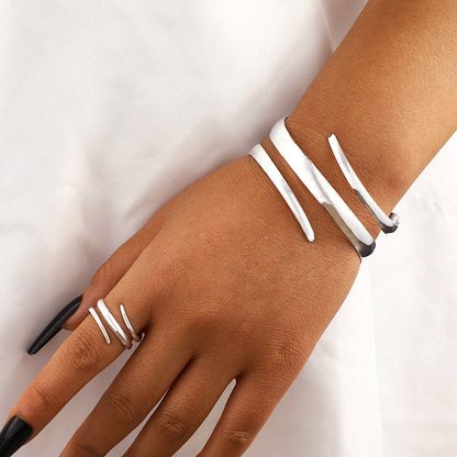 Women’s Sculpted Wrap Bracelet and Ring Set