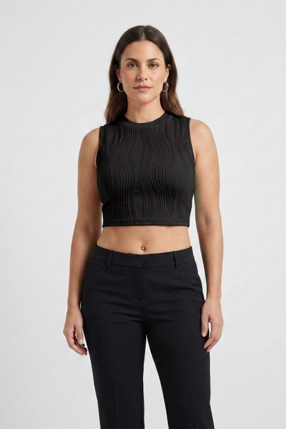 Zuri | Women's High Neck Ribbed Crop Top