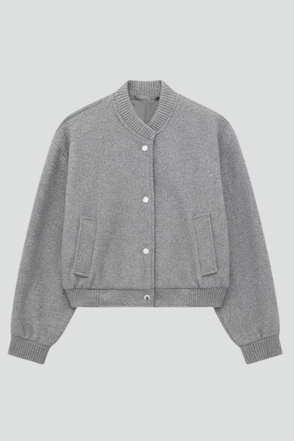 Faye | Women's Cropped Snap Fastening Ribbed Cuff Jacket