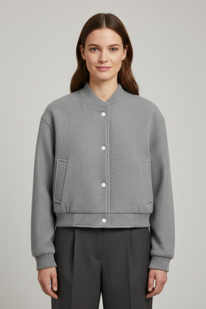 Faye | Women's Cropped Snap Fastening Ribbed Cuff Jacket