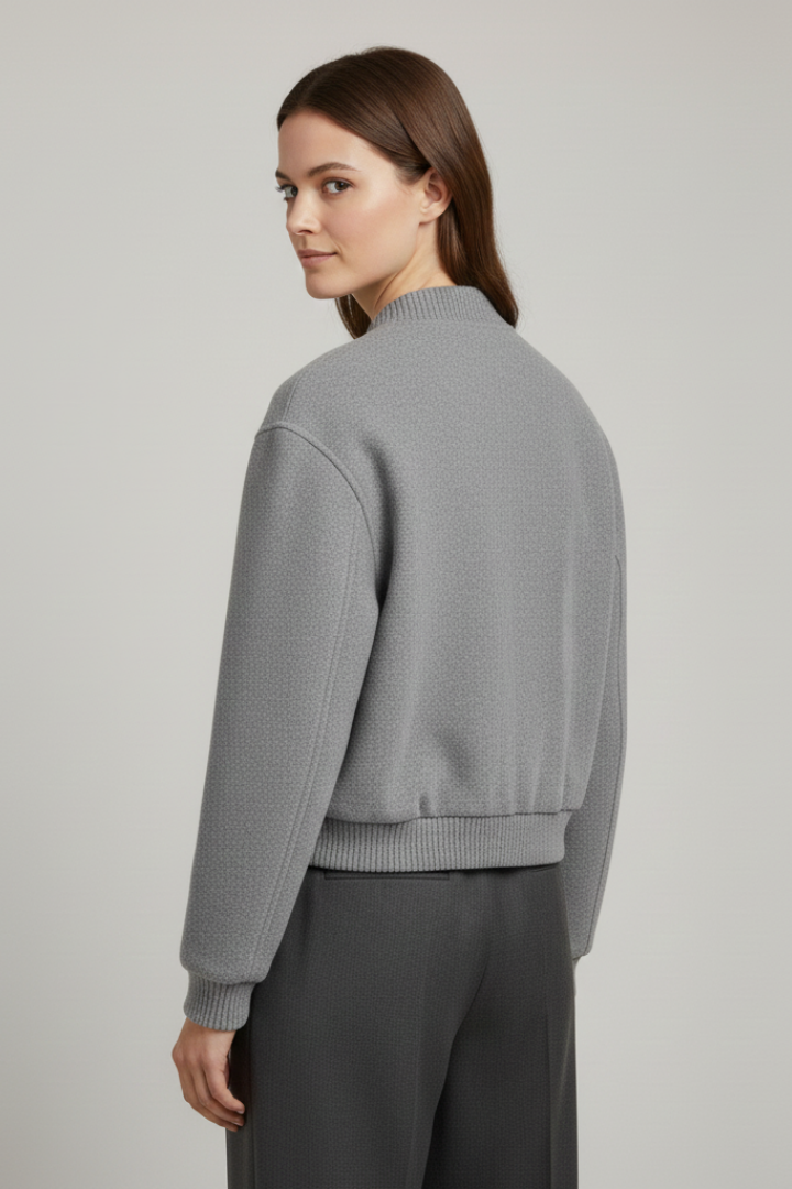 Faye | Women's Cropped Snap Fastening Ribbed Cuff Jacket