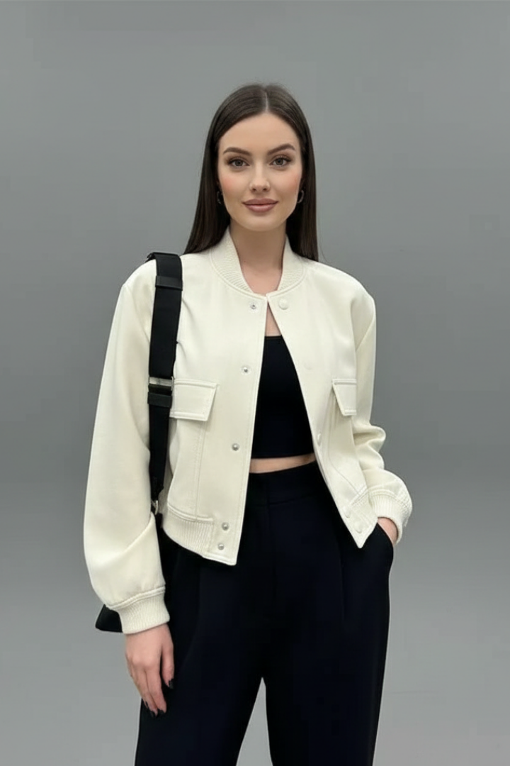 Elara | Women's Button Closure Elasticated Hem Jacket