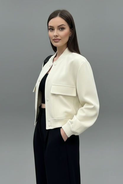 Elara | Women's Button Closure Elasticated Hem Jacket