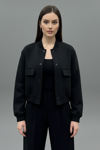 Elara | Women's Button Closure Elasticated Hem Jacket
