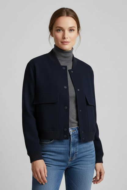 Tara | Women's Button Closure Ribbed Hem Knit Jacket