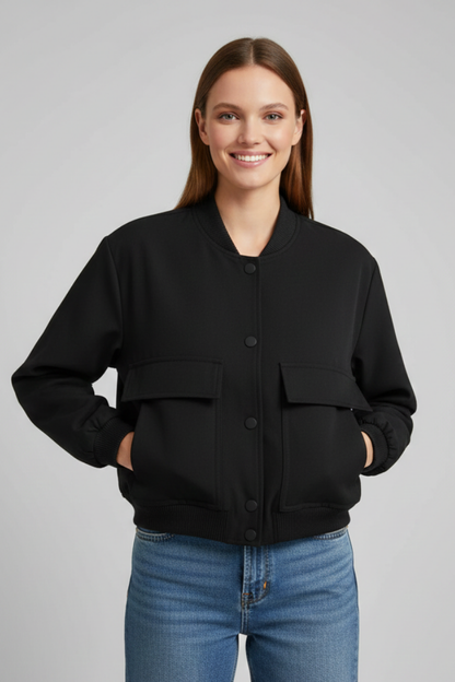 Tara | Women's Button Closure Ribbed Hem Knit Jacket