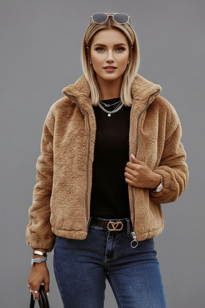 Corra | Women's Zip Front Textured Surface Jacket