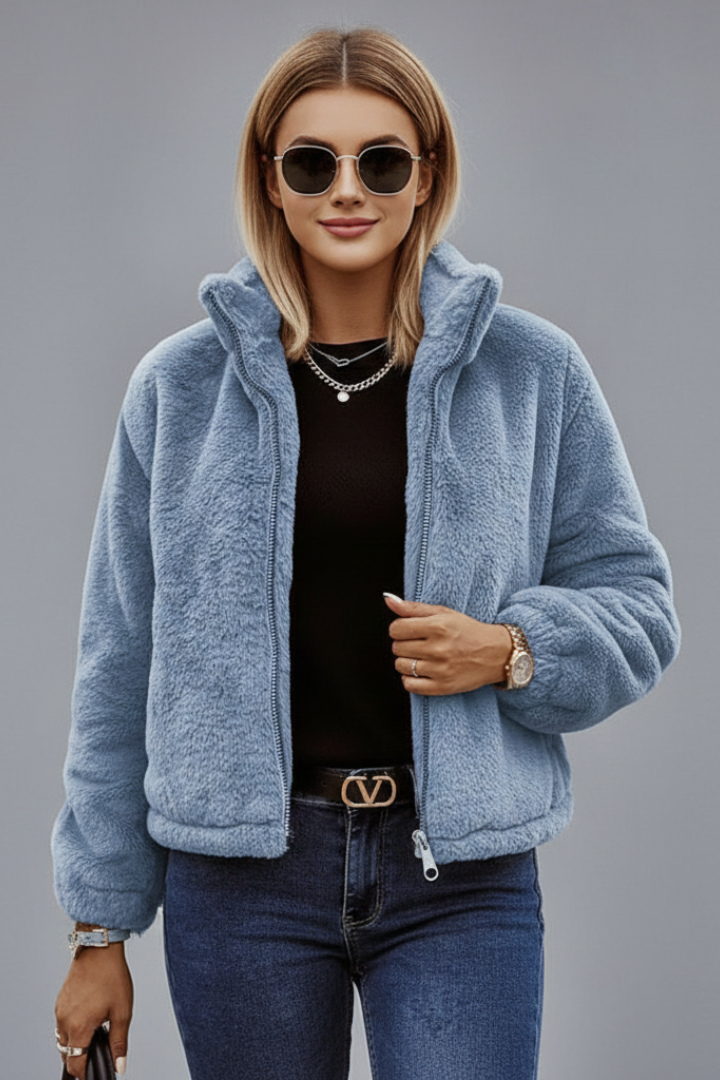 Corra | Women's Zip Front Textured Surface Jacket