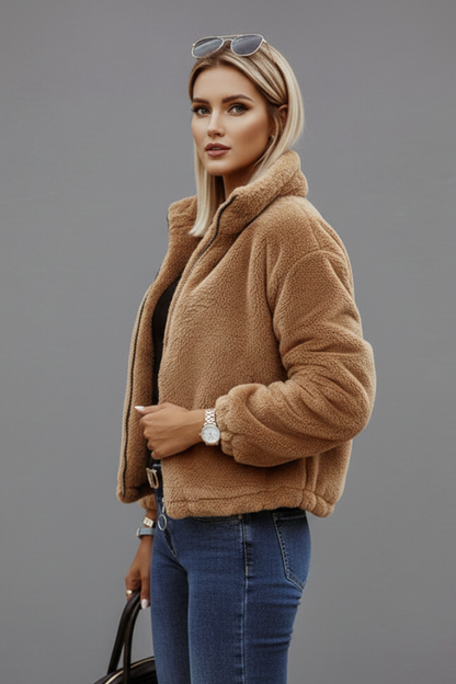 Corra | Women's Zip Front Textured Surface Jacket