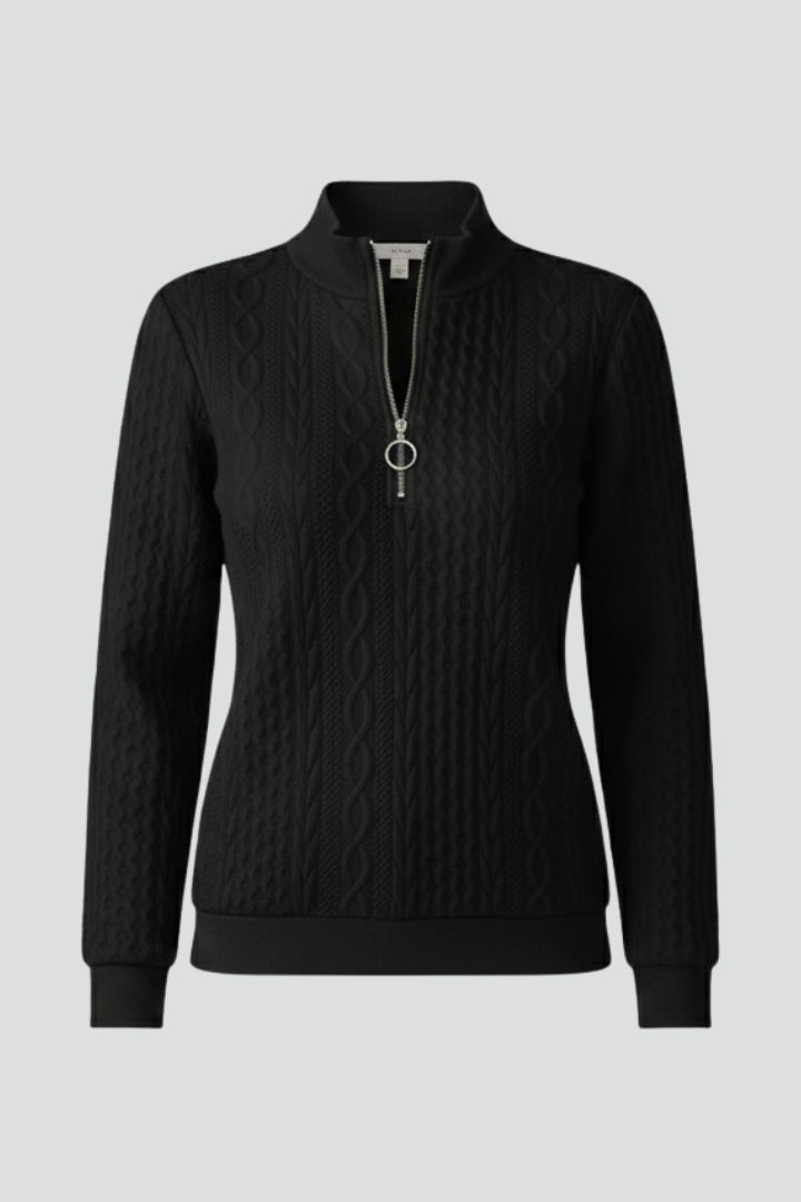 Brynn | Women's Cable Knit Zip Neck Sweater