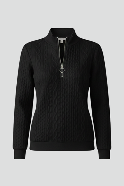 Brynn | Women's Cable Knit Zip Neck Sweater