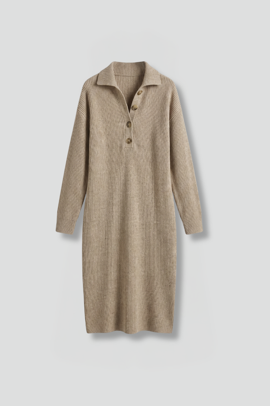 Aria | Women's Ribbed Button Placket Knit Dress