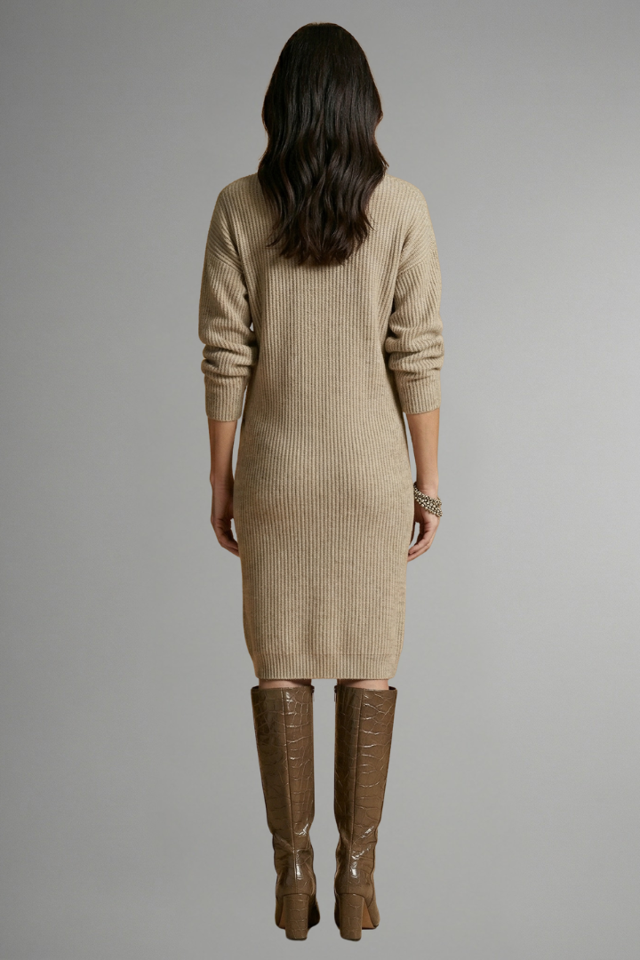 Aria | Women's Ribbed Button Placket Knit Dress