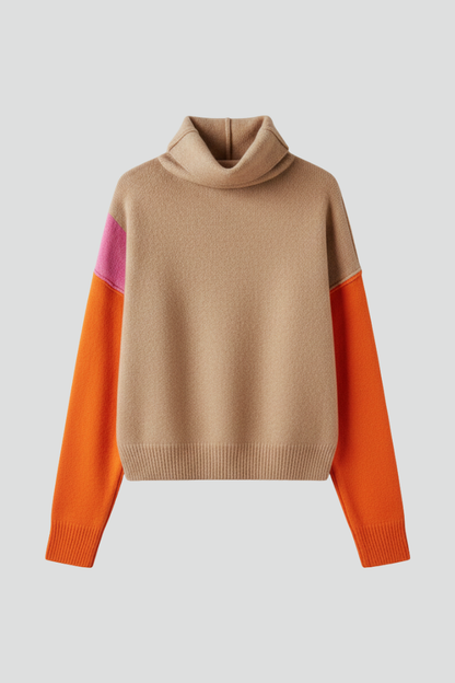 Ivy | Women's High Collar Ribbed Cuff Knit Sweater