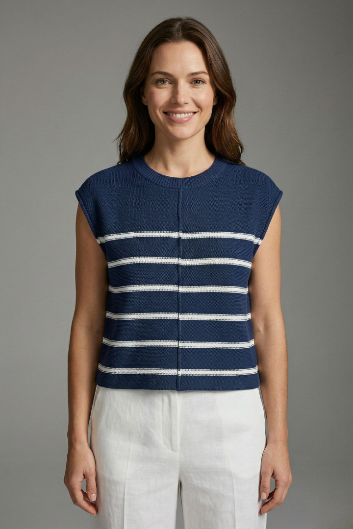 Kit | Women's Striped Round Neck Knit Top