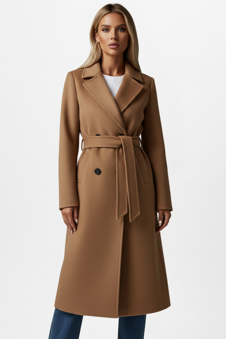 Celeste | Women's Belted Double-Breasted Long Coat