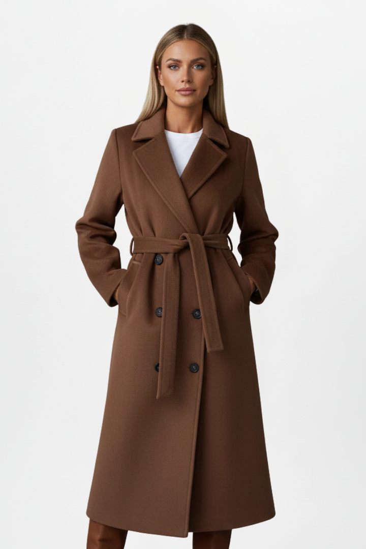 Celeste | Women's Belted Double-Breasted Long Coat