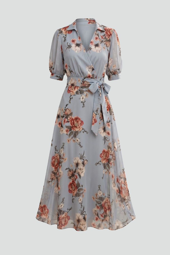 Flora | Women's Floral V-Neck Midi Dress