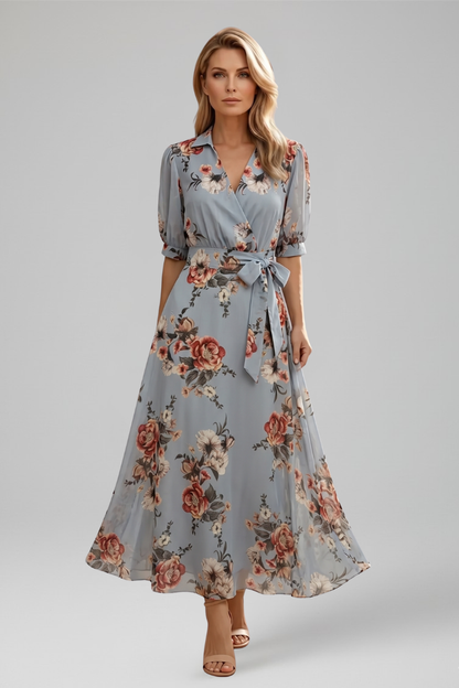 Flora | Women's Floral V-Neck Midi Dress