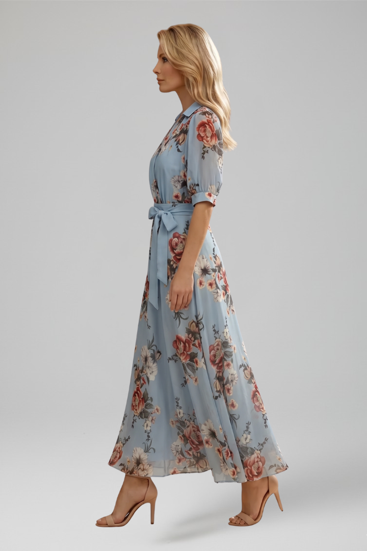 Flora | Women's Floral V-Neck Midi Dress