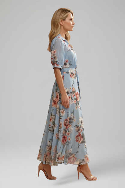 Flora | Women's Floral V-Neck Midi Dress