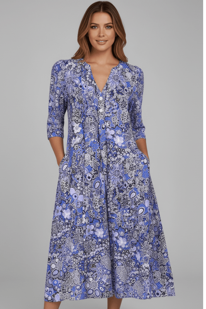Amelia | Floral V-Neck Midi Dress Women