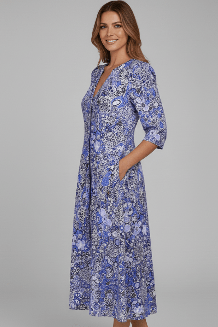 Amelia | Floral V-Neck Midi Dress Women