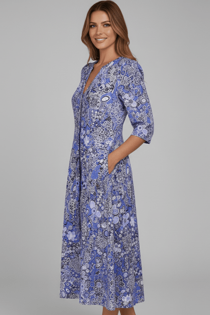 Amelia | Floral V-Neck Midi Dress Women