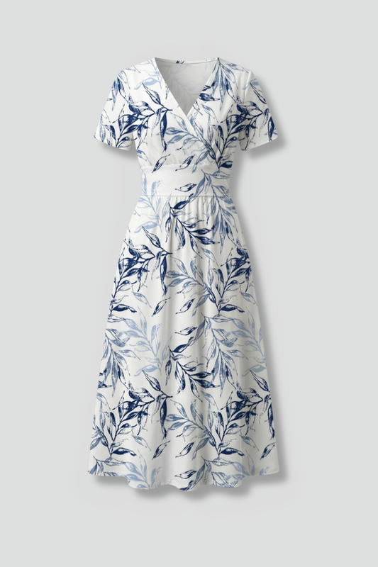 Dalia | Women's V-Neck Floral Print Midi Dress