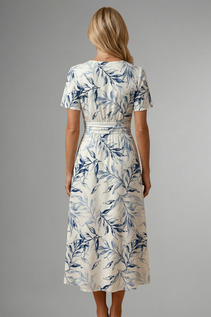 Dalia | Women's V-Neck Floral Print Midi Dress
