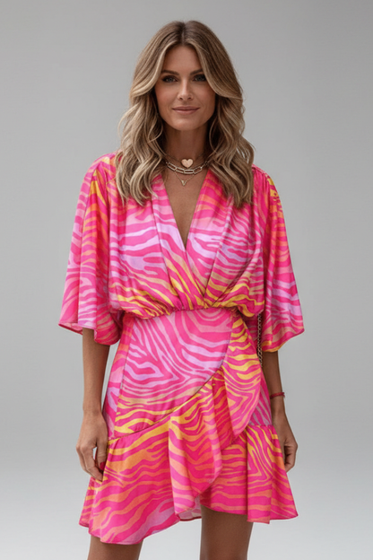 Luna | Women's Batwing Sleeve V-Neck Mini Dress
