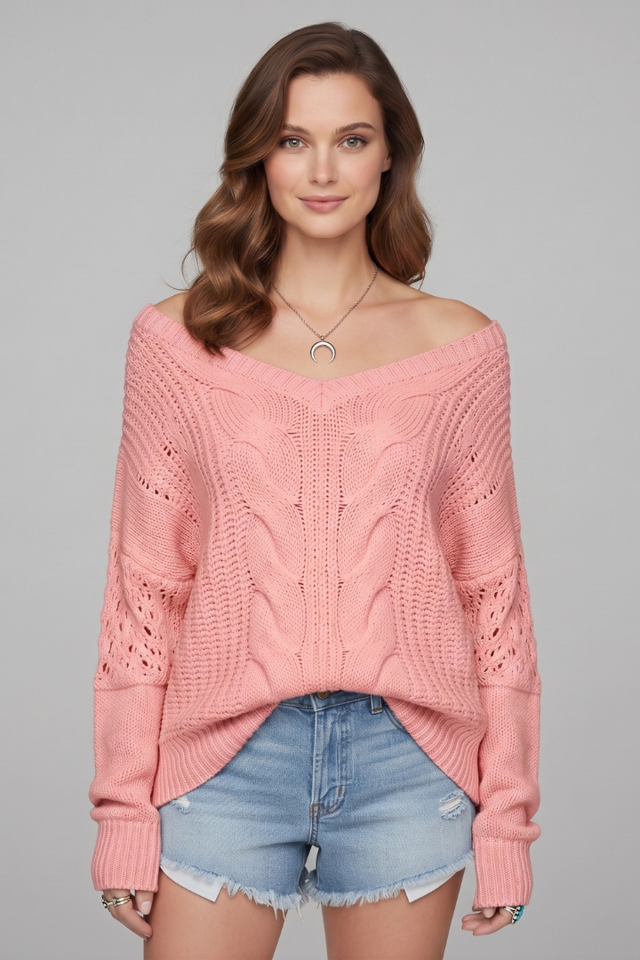 Nora | Women's Oversized Round Neck Ribbed Cuff Sweater