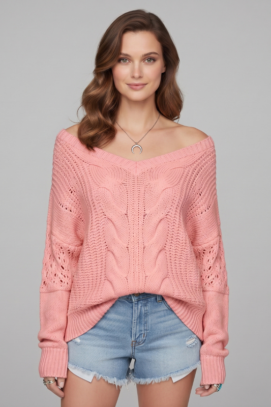 Nora | Women's Oversized Round Neck Ribbed Cuff Sweater