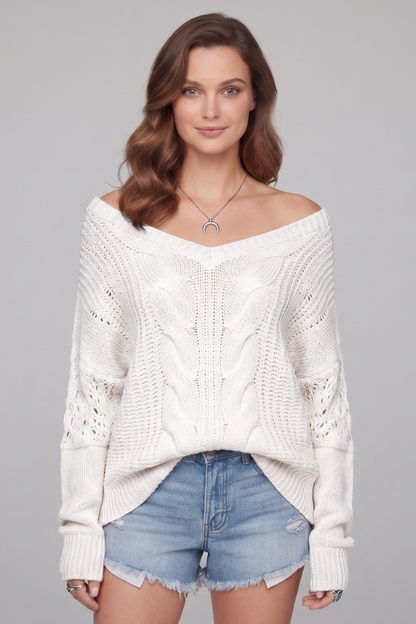 Nora | Women's Oversized Round Neck Ribbed Cuff Sweater
