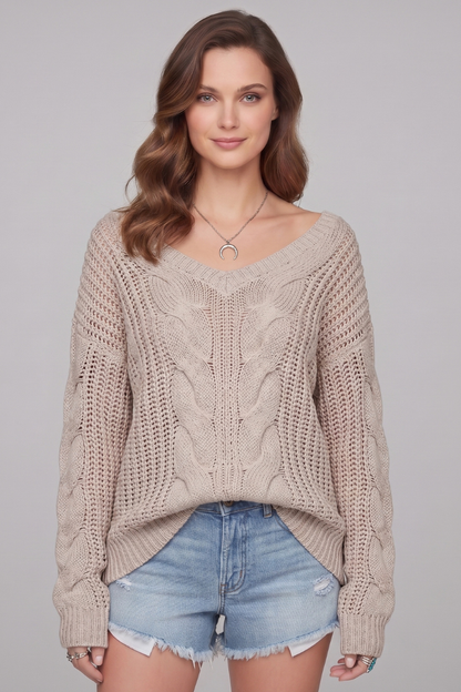 Nora | Women's Oversized Round Neck Ribbed Cuff Sweater