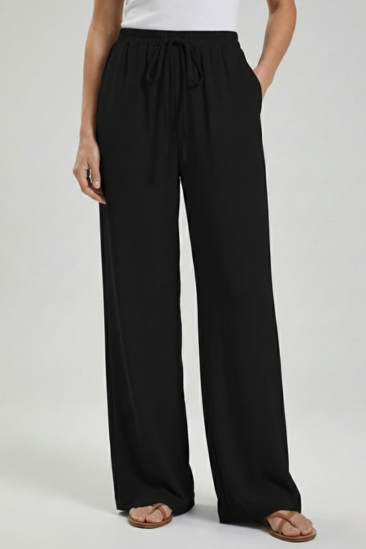 Paloma | Women's Drawstring Waist Wide Leg Palazzo Trousers