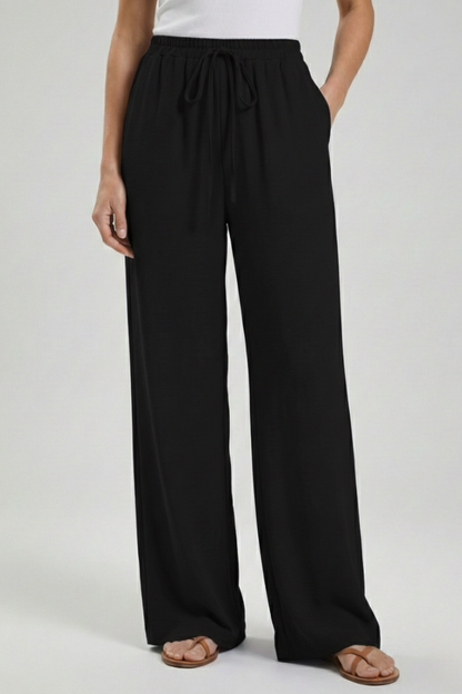 Paloma | Women's Drawstring Waist Wide Leg Palazzo Trousers