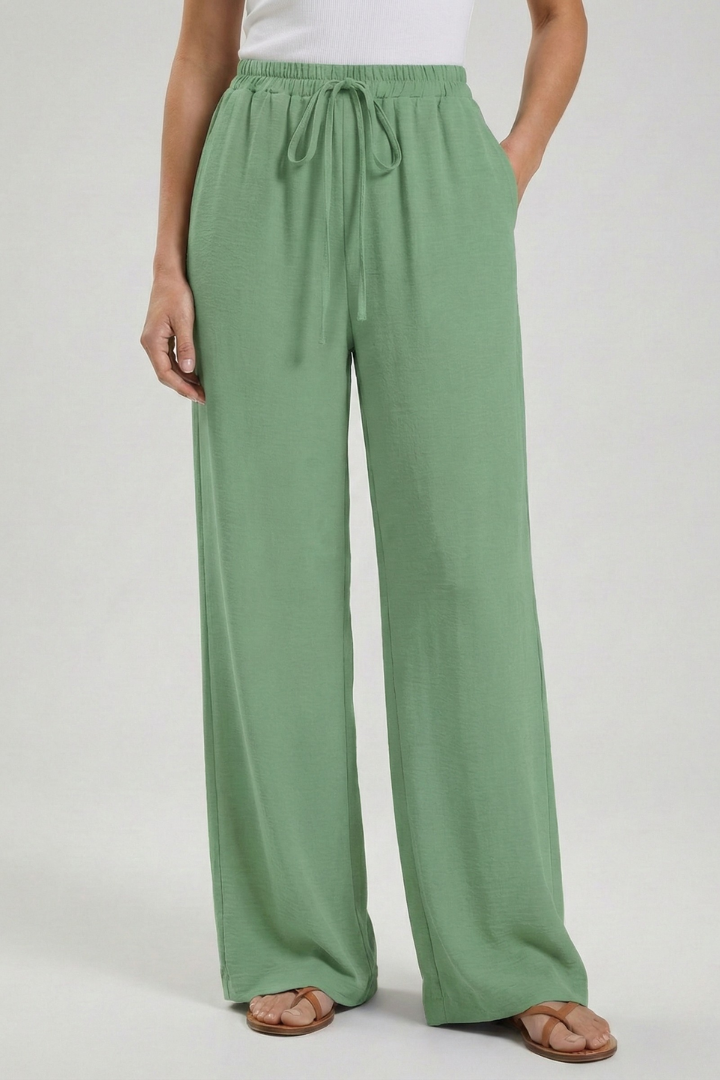Paloma | Women's Drawstring Waist Wide Leg Palazzo Trousers