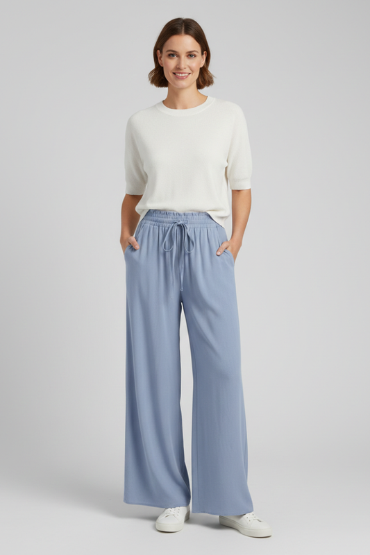 Paloma | Women's Drawstring Waist Wide Leg Palazzo Trousers