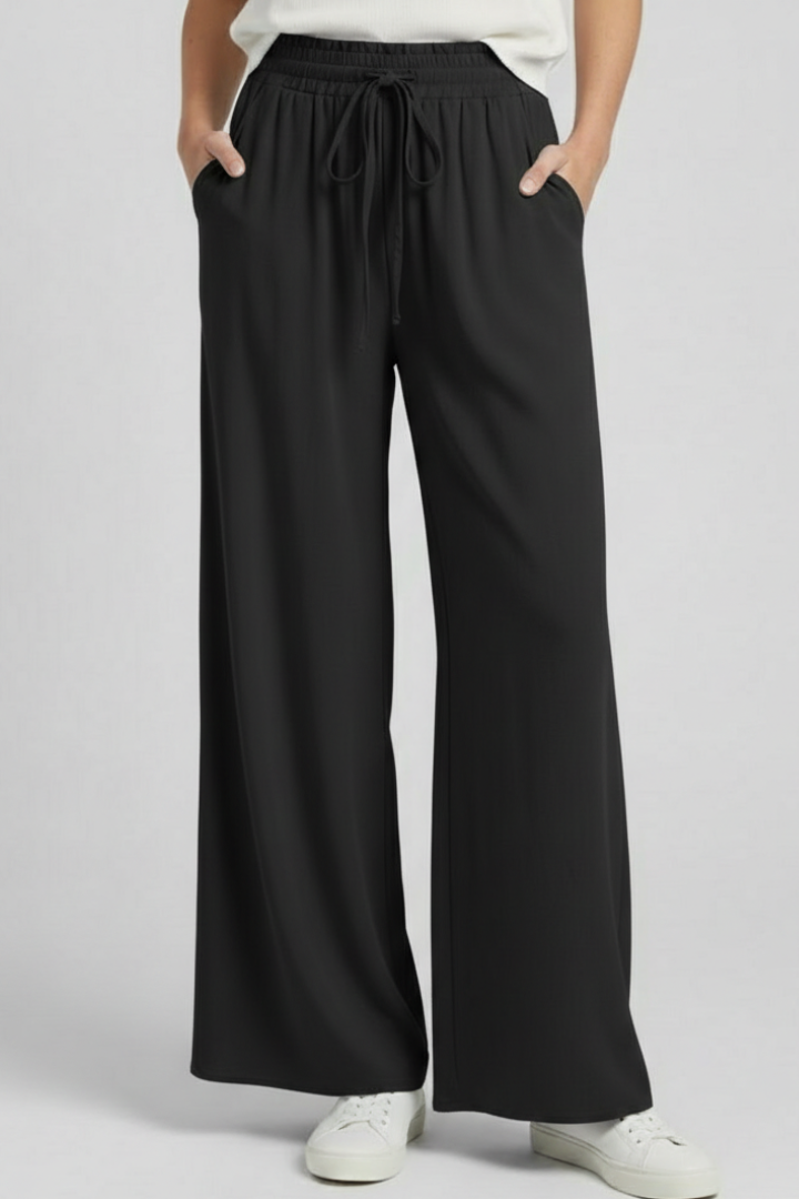 Paloma | Women's Drawstring Waist Wide Leg Palazzo Trousers