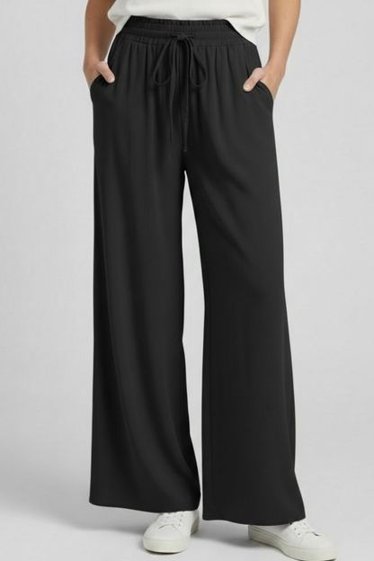 Paloma | Women's Drawstring Waist Wide Leg Palazzo Trousers