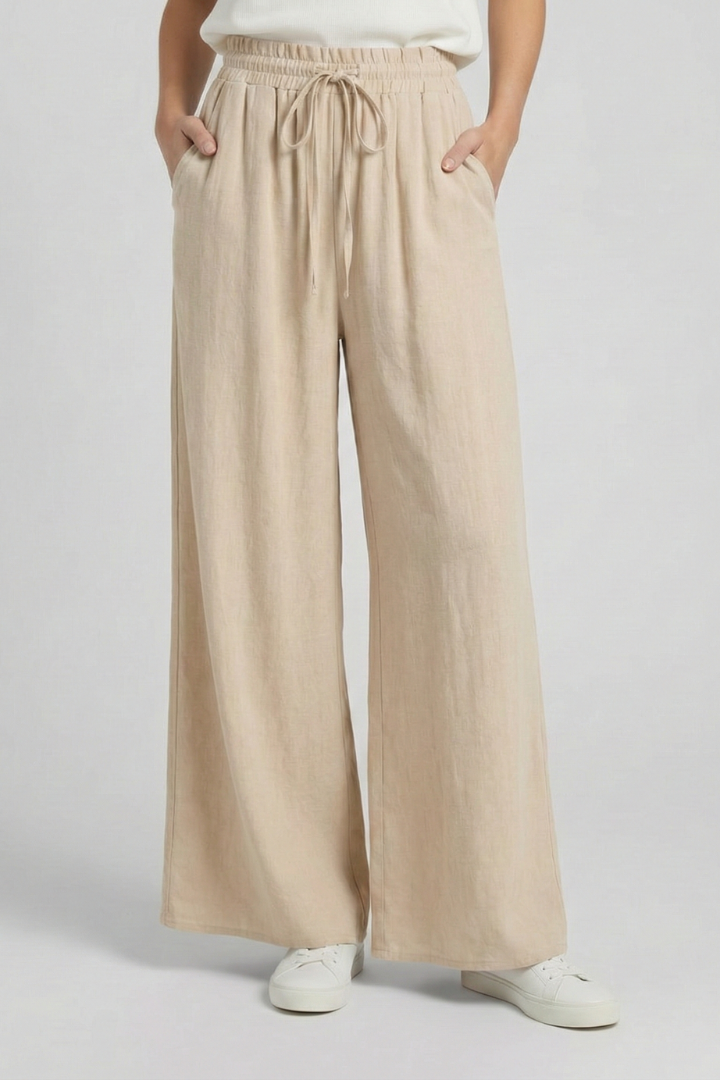 Paloma | Women's Drawstring Waist Wide Leg Palazzo Trousers