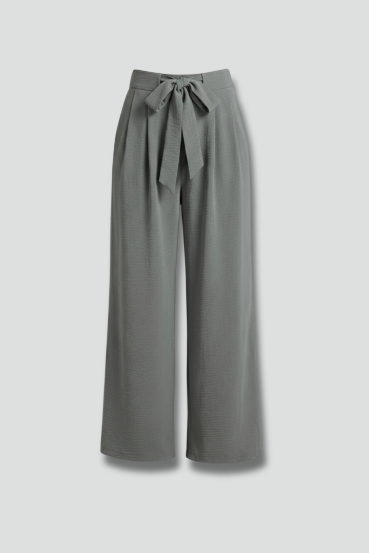 Mia | Women's Tie Waist Palazzo Trousers with Pockets