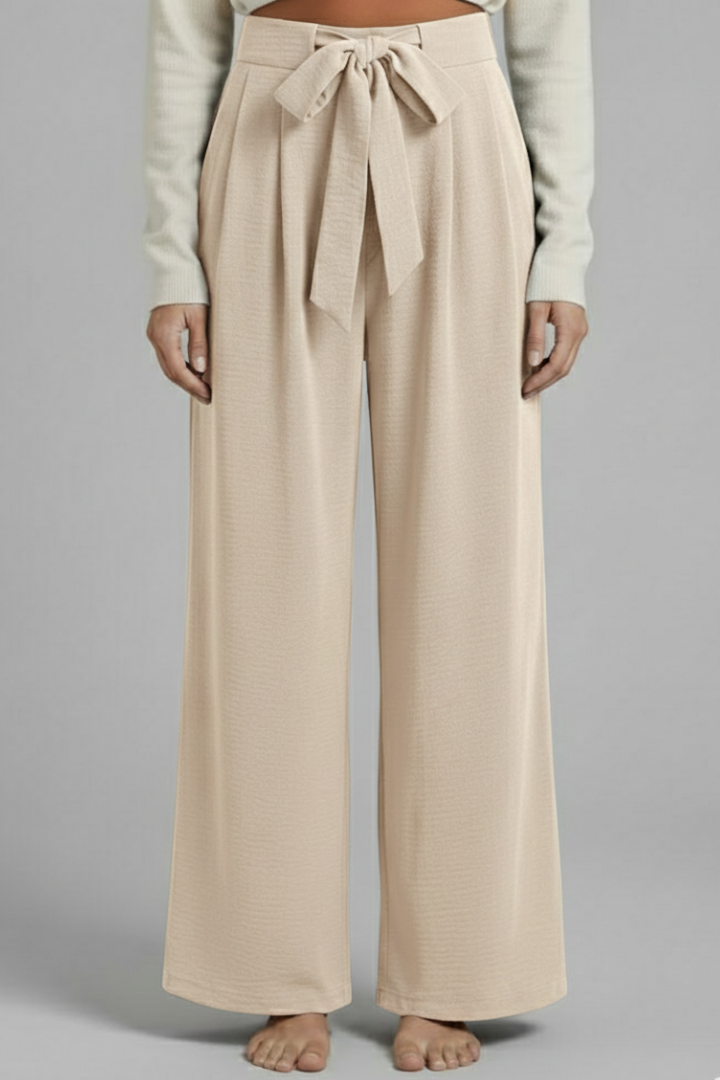 Mia | Women's Tie Waist Palazzo Trousers with Pockets