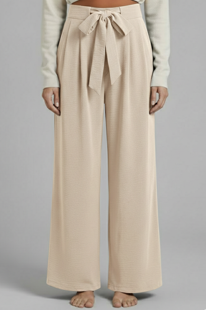Mia | Women's Tie Waist Palazzo Trousers with Pockets