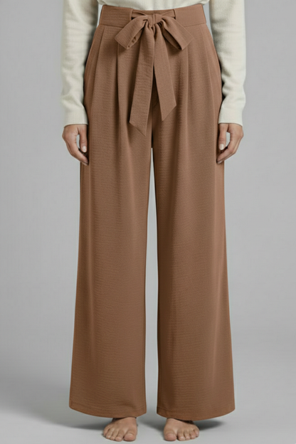 Mia | Women's Tie Waist Palazzo Trousers with Pockets