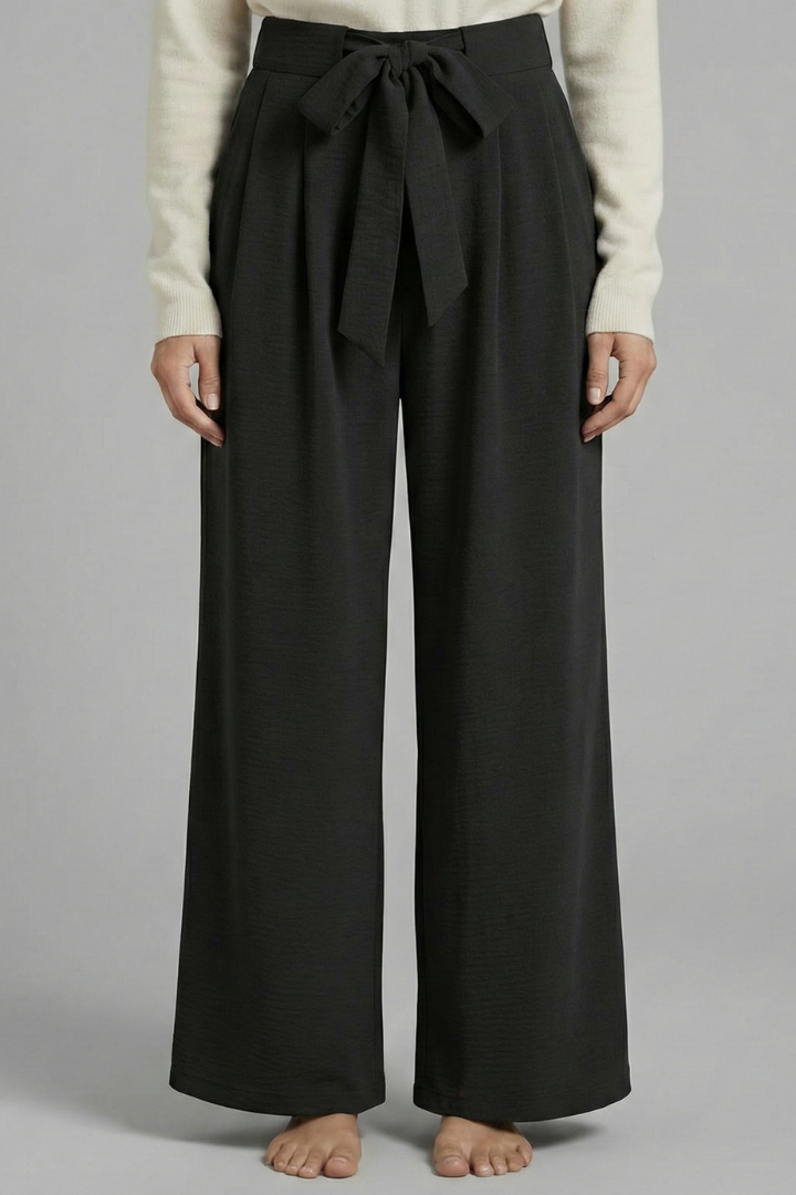 Mia | Women's Tie Waist Palazzo Trousers with Pockets