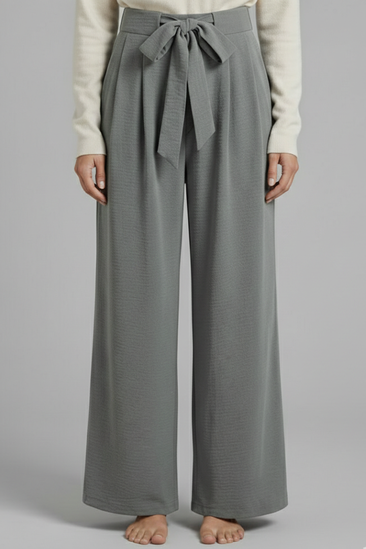 Mia | Women's Tie Waist Palazzo Trousers with Pockets