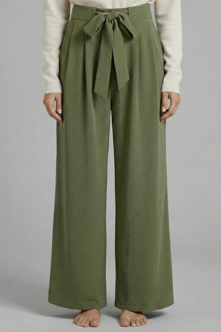 Mia | Women's Tie Waist Palazzo Trousers with Pockets