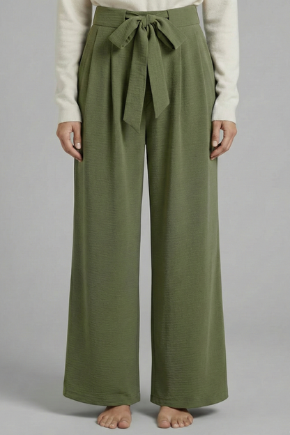 Mia | Women's Tie Waist Palazzo Trousers with Pockets